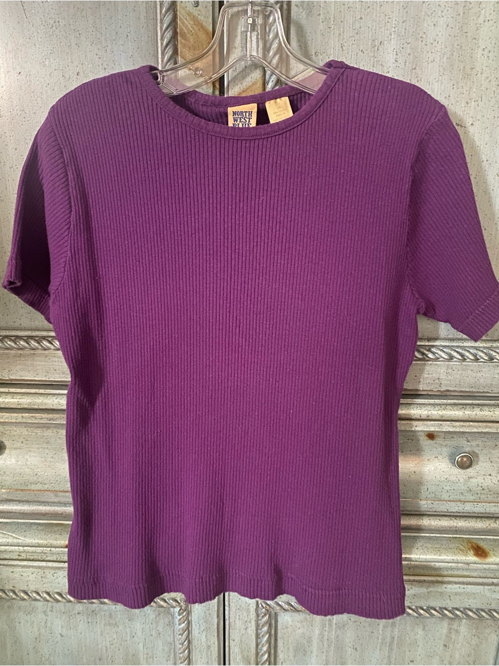 “Northwest Blue” Ribbed Short Sleeve Top - Deep Purple